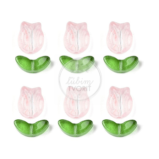 Tulipán - kvet a lístok, 14 x 18 mm - 1 pár